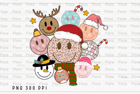 Download Smiley Face Leopard Retro Christmas PNG - Retro christmas Collection