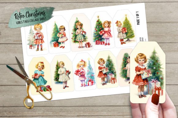Download Retro Christmas Girls Gift Journal Tags - Premium Resources
