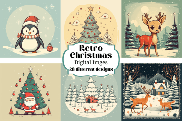 Download 28 Retro Christmas Greeting Card Images - Retro christmas Collection